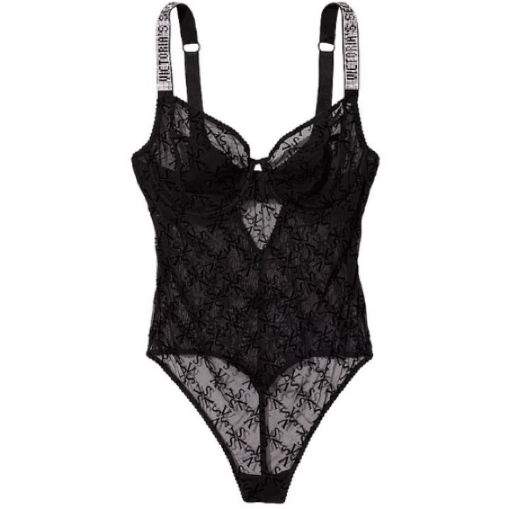 New Victorias Secret Very Sexy The Fabulous Full Cup Teddy Black 31624